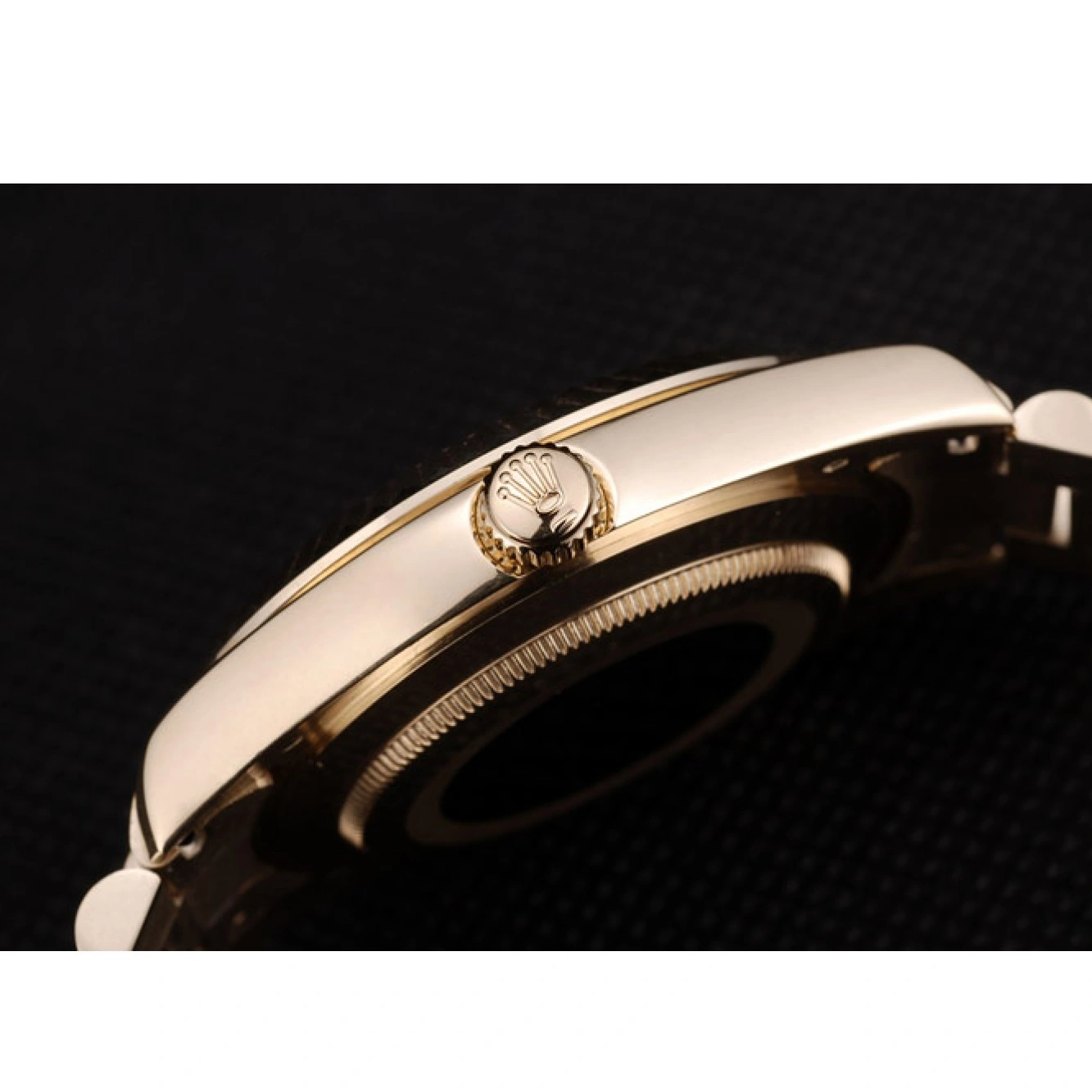 MiroTime 1024 Rolex Swiss DayDate Gold Stainless Steel Ribbed Bezel Black Dial 41998